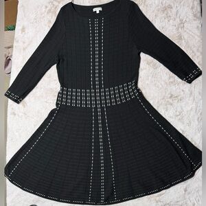 Monsoon Black Fine Knit Long Sleeve Skater Dress XL
